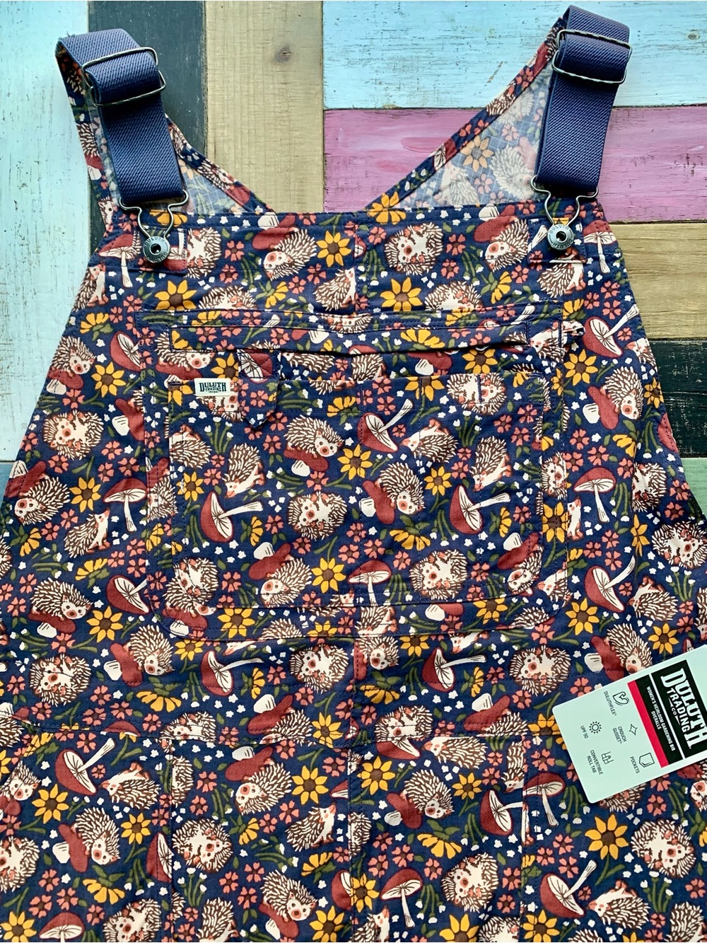 NWT Duluth XXL x31” Heirloom Gardening Bib Overalls Dusk Blue Fall Hedgehog Bibs - Picture 3 of 8